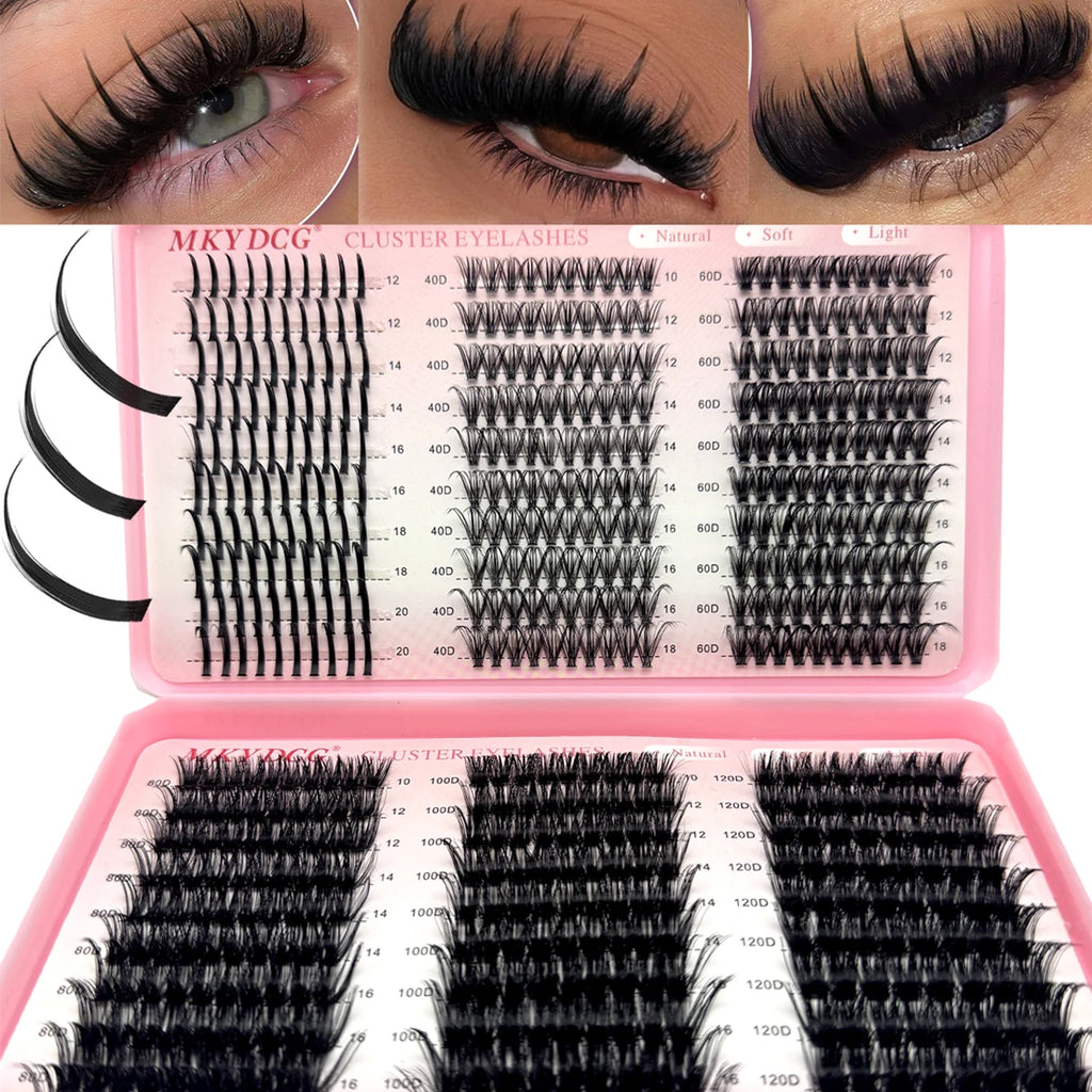 60D-100D Cluster Eyelash Extensions with Lash Spikes Lash Clusters Wispy Eyelashes Clusters Fluffier Individual Lashes Clusters
