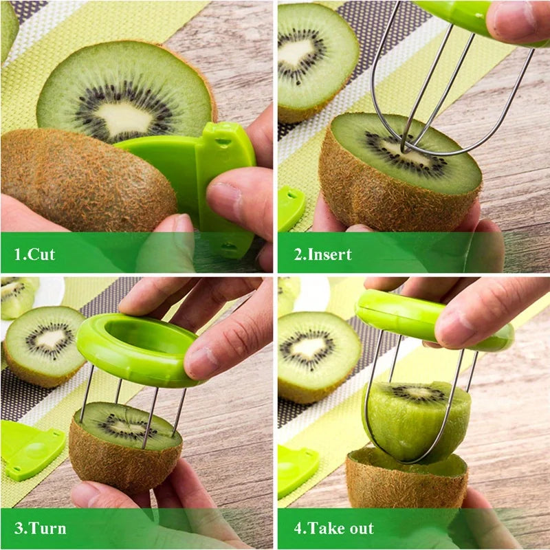 Fast Fruit Kiwi Cutter Peeler Slicer Kitchen Gadgets Stainless Steel Kiwi Peeling Tools Kitchen Creative Fruit Peeler
