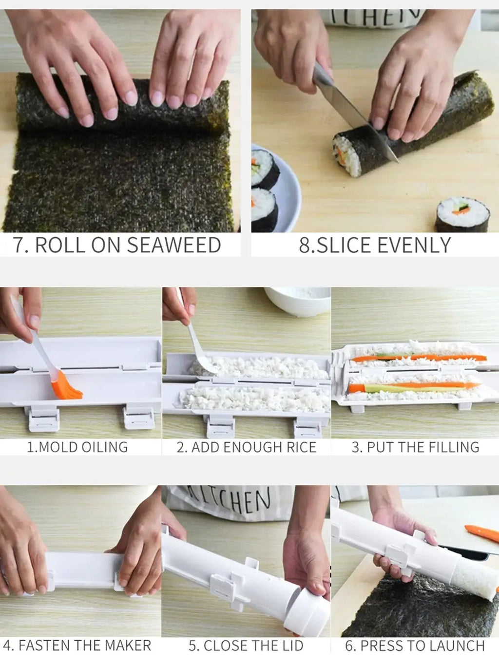 Quick Sushi Maker DIY Roller Rice Mold Meat Vegetable Rolling Mold Sushi Device Making Machine Bento Kitchen Gadgets