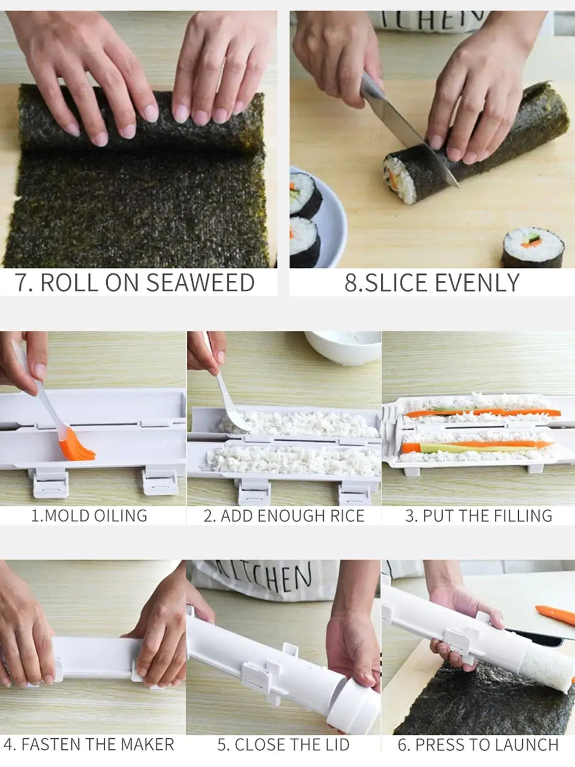 Quick Sushi Maker DIY Roller Rice Mold Meat Vegetable Rolling Mold Sushi Device Making Machine Bento Kitchen Gadgets