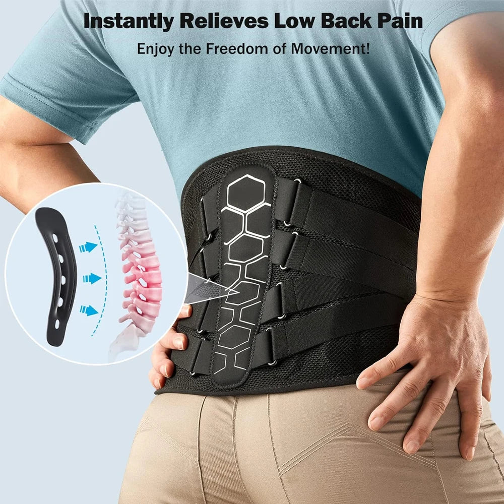 Lower Back Brace for Pain Relief,Back Support Belt, Flexible Lumbar Support Waist Belt for Lifting At Work,Scoliosis Pain Relief