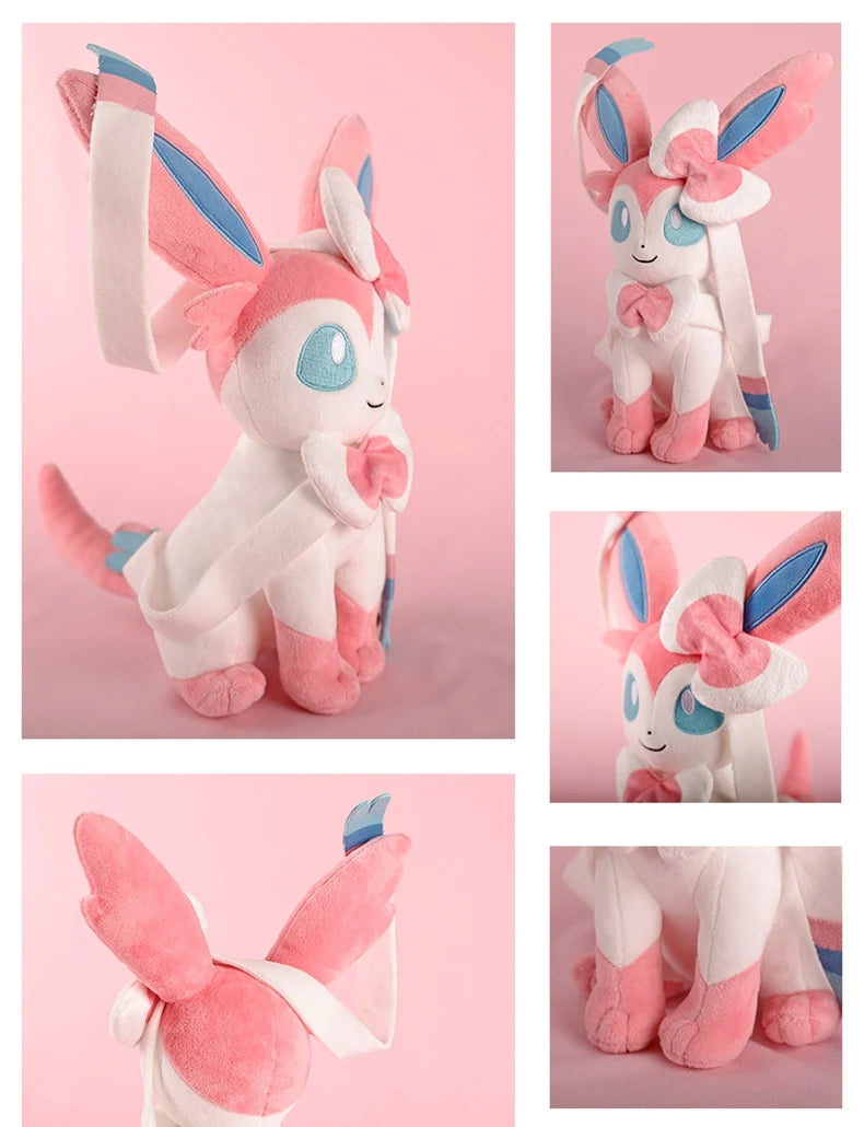 Pokemon Sylveon Plush Anime Cartoon Collectible Figurine Toy Kawaii Eevee Stuffed Doll for Kids and Adults