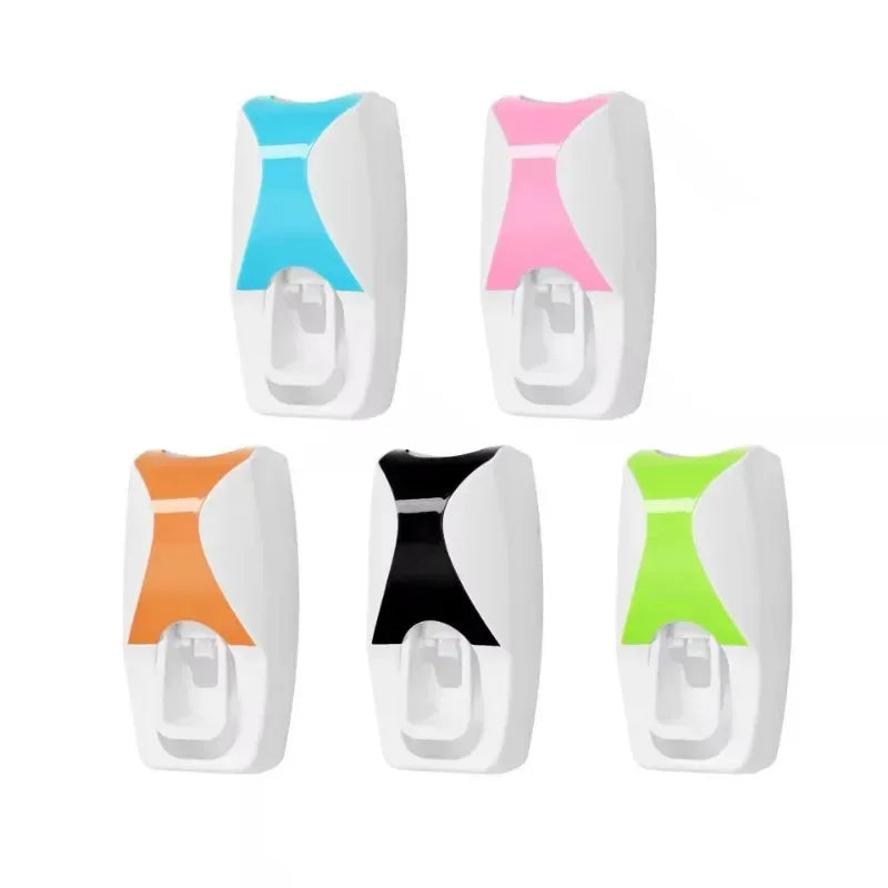 1 set of easy-to-use toothbrush holder with automatic toothpaste dispenser, wall mounted toothbrush storage rack, and bathroom