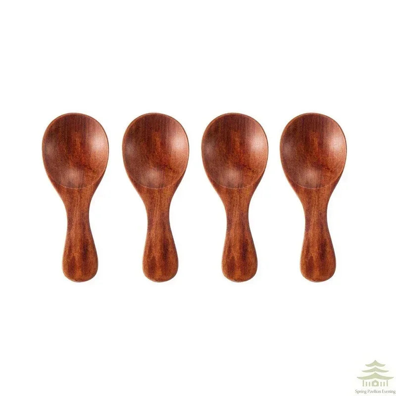 4Pcs Mini Wooden Spoons Small Kitchen Spice Condiment Spoon Sugar Tea Coffee Scoop Short Handle Wood Kids Spoon Kitchen Gadgets