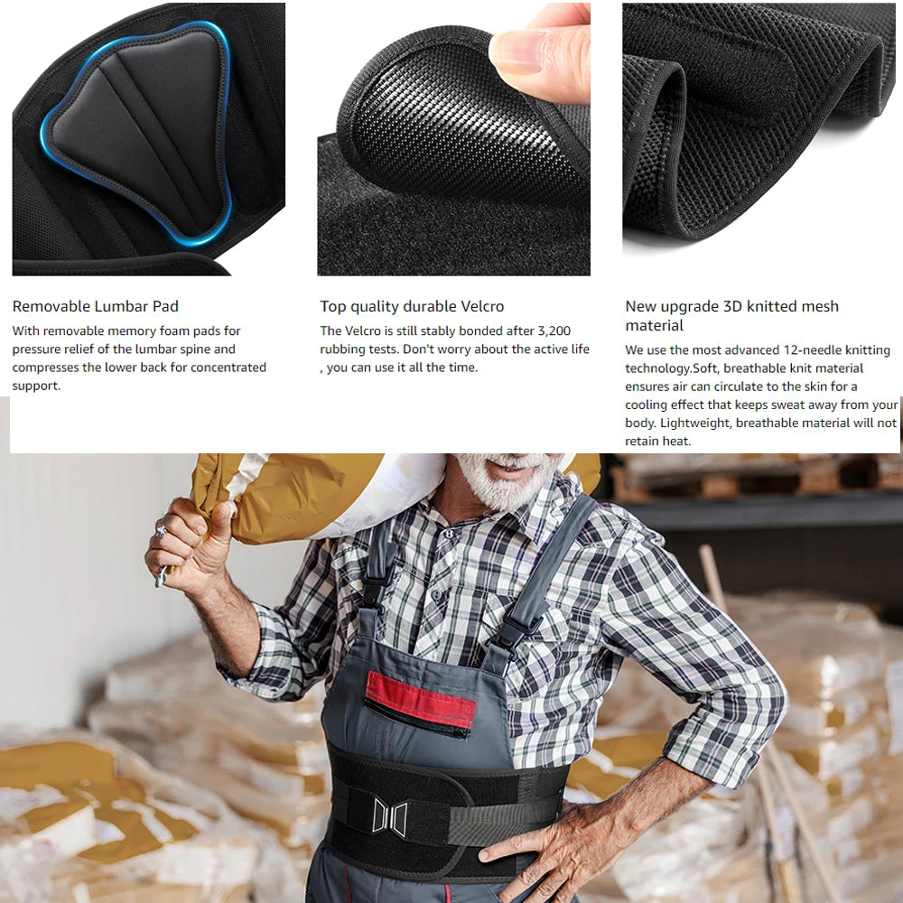 Lower Back Brace for Pain Relief,Back Support Belt, Flexible Lumbar Support Waist Belt for Lifting At Work,Scoliosis Pain Relief