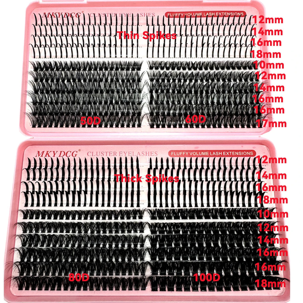 60D-100D Cluster Eyelash Extensions with Lash Spikes Lash Clusters Wispy Eyelashes Clusters Fluffier Individual Lashes Clusters
