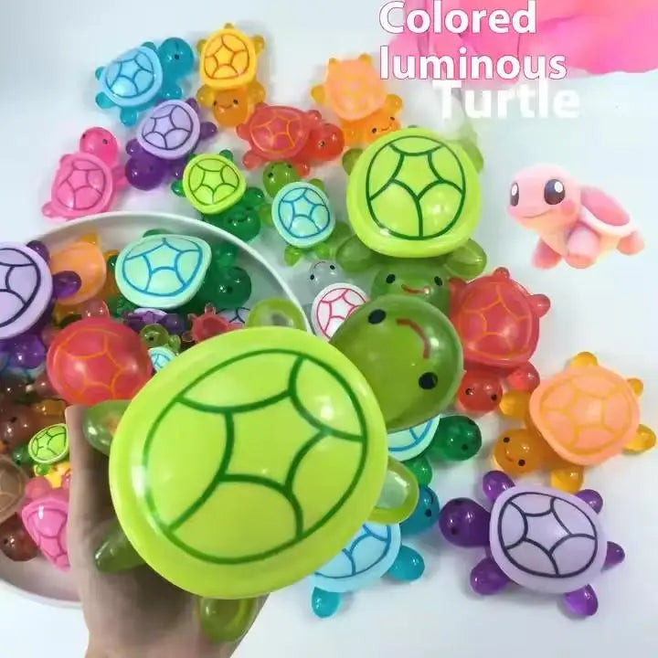 1PC Night Glow Large Turtle+100pcs Mini Luminous Turtles Figurines Resin Craft Glowing Turtle Storage Ornament Landscape Desktop